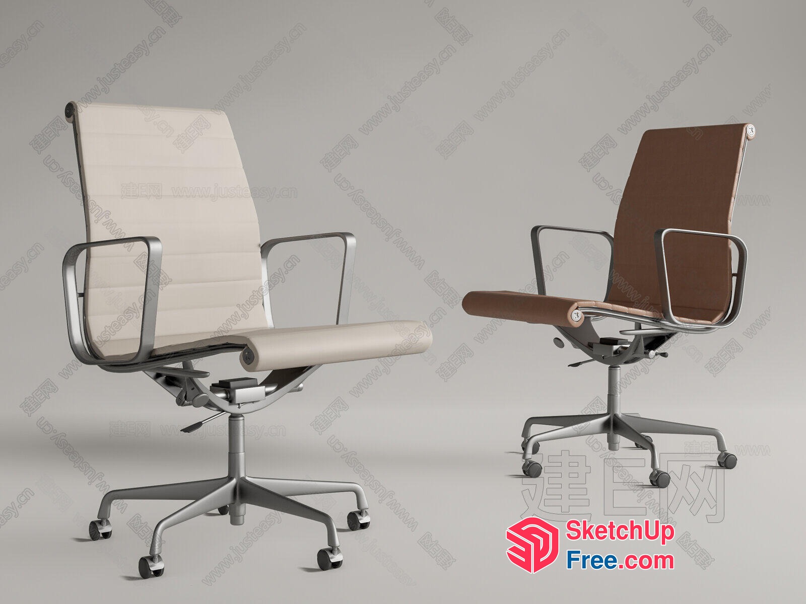 Modern Office Chairs With Sleek Metal Frames And Comfortable Cushioning 3D SketchUp File