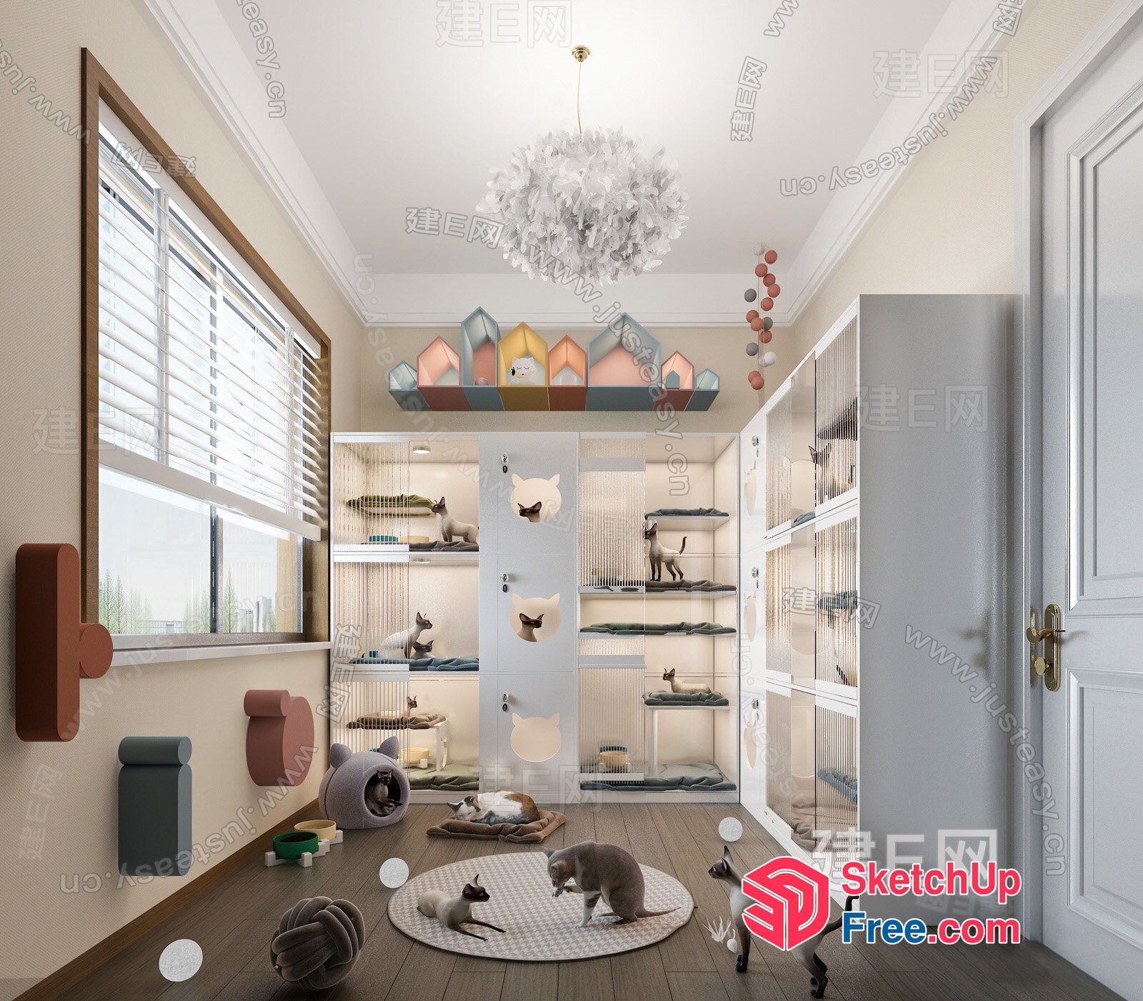 Modern Cat Room With Elegant Decor 3D SketchUp File