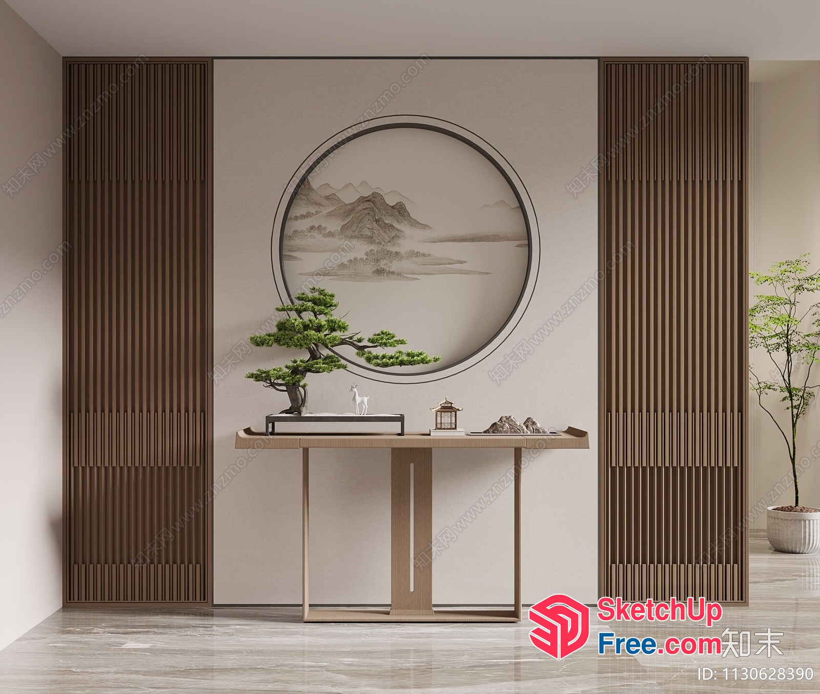Japanese Inspired Minimalist Living Room 3D SketchUp File