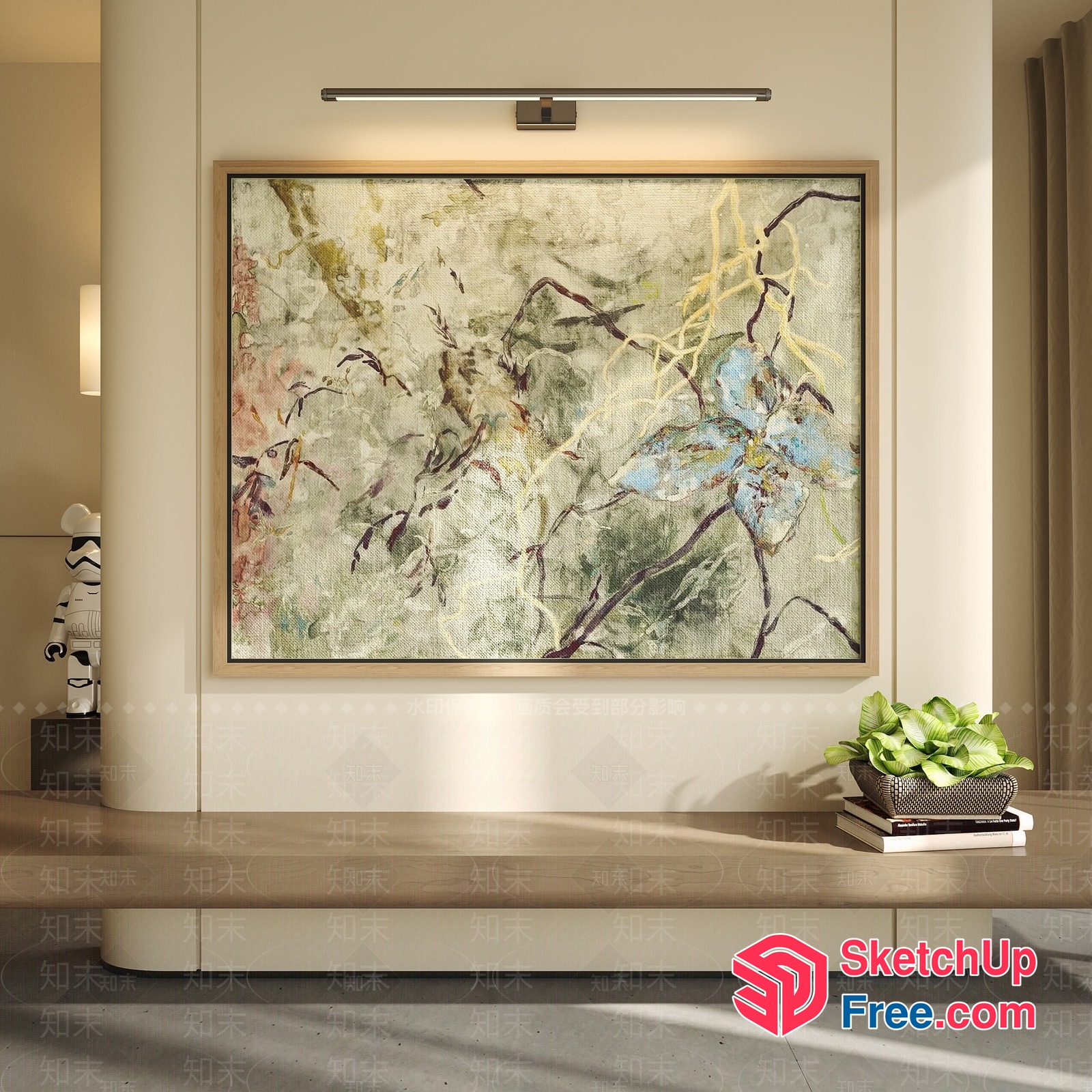 Elegant And Serene Modern Artwork In Natural Colors 3D SketchUp File