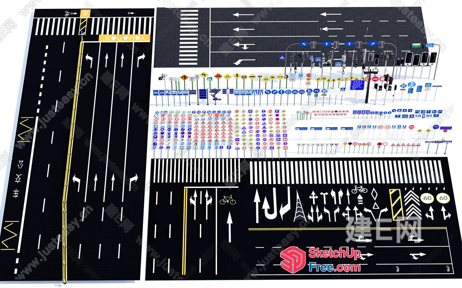 Roadway Traffic Signage Collection 3D SketchUp File