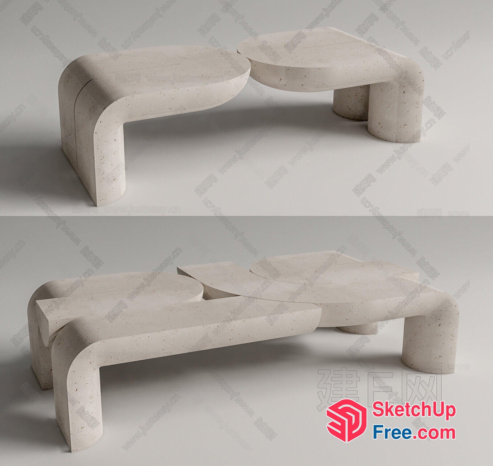Modern Concrete Bench Design 3D SketchUp File