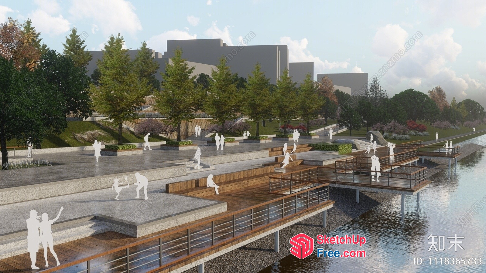 Serene Waterfront Promenade 3D SketchUp File