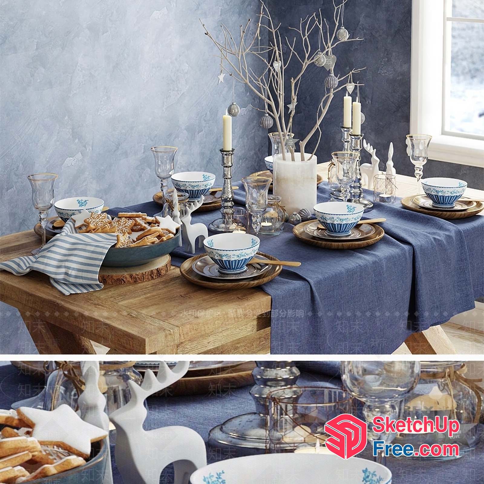 Elegant Winter Table Setting 3D SketchUp File