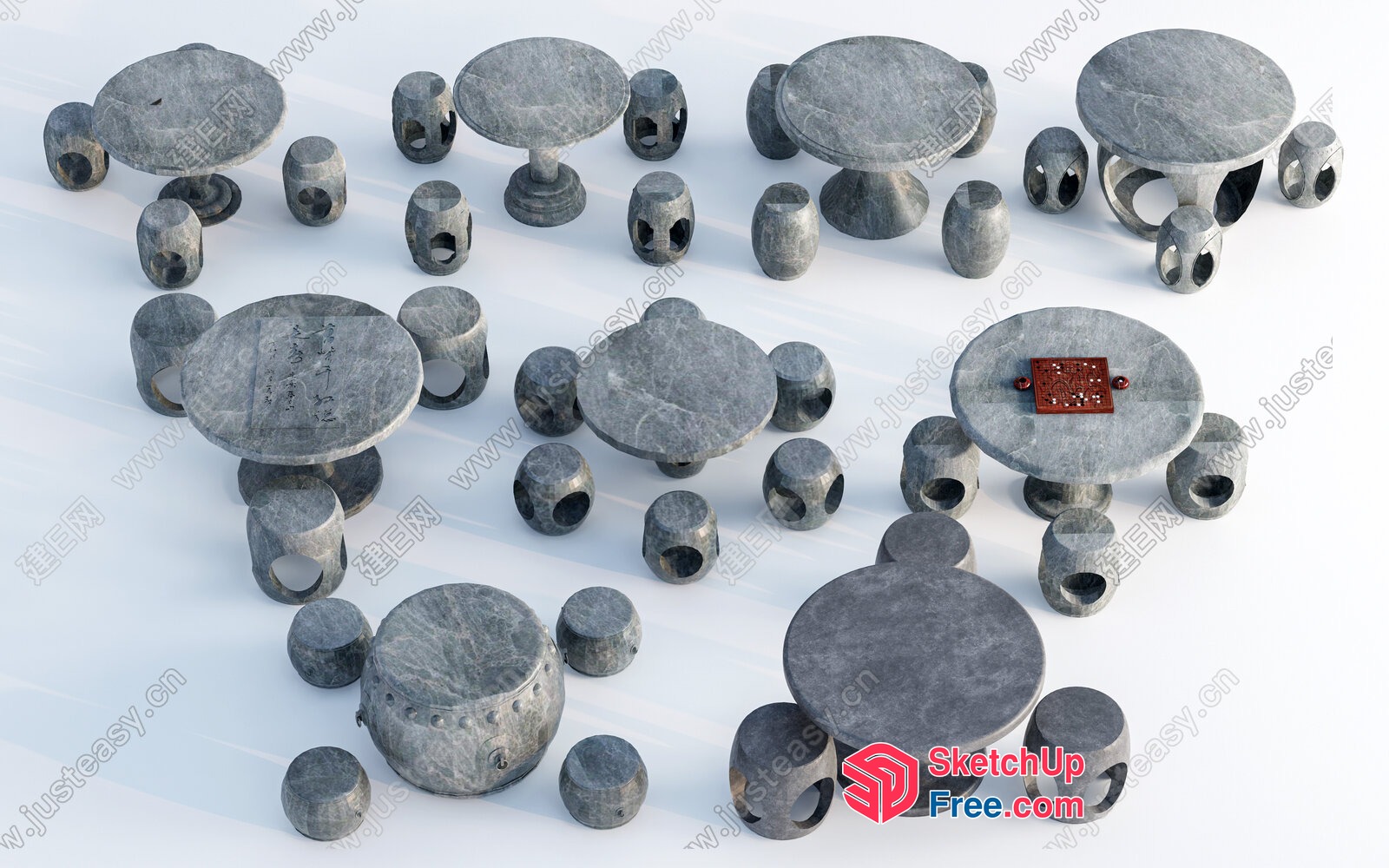 Stone Furniture Set 3D SketchUp File