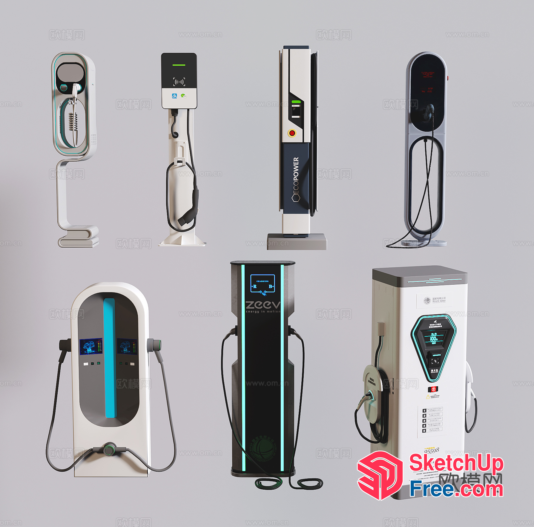 Electric Vehicle Charging Stations 3D SketchUp File