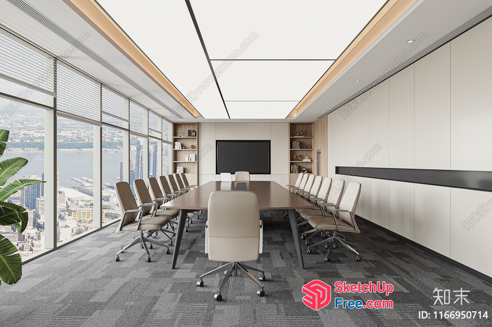 Modern Conference Room With Stunning City View 3D SketchUp File