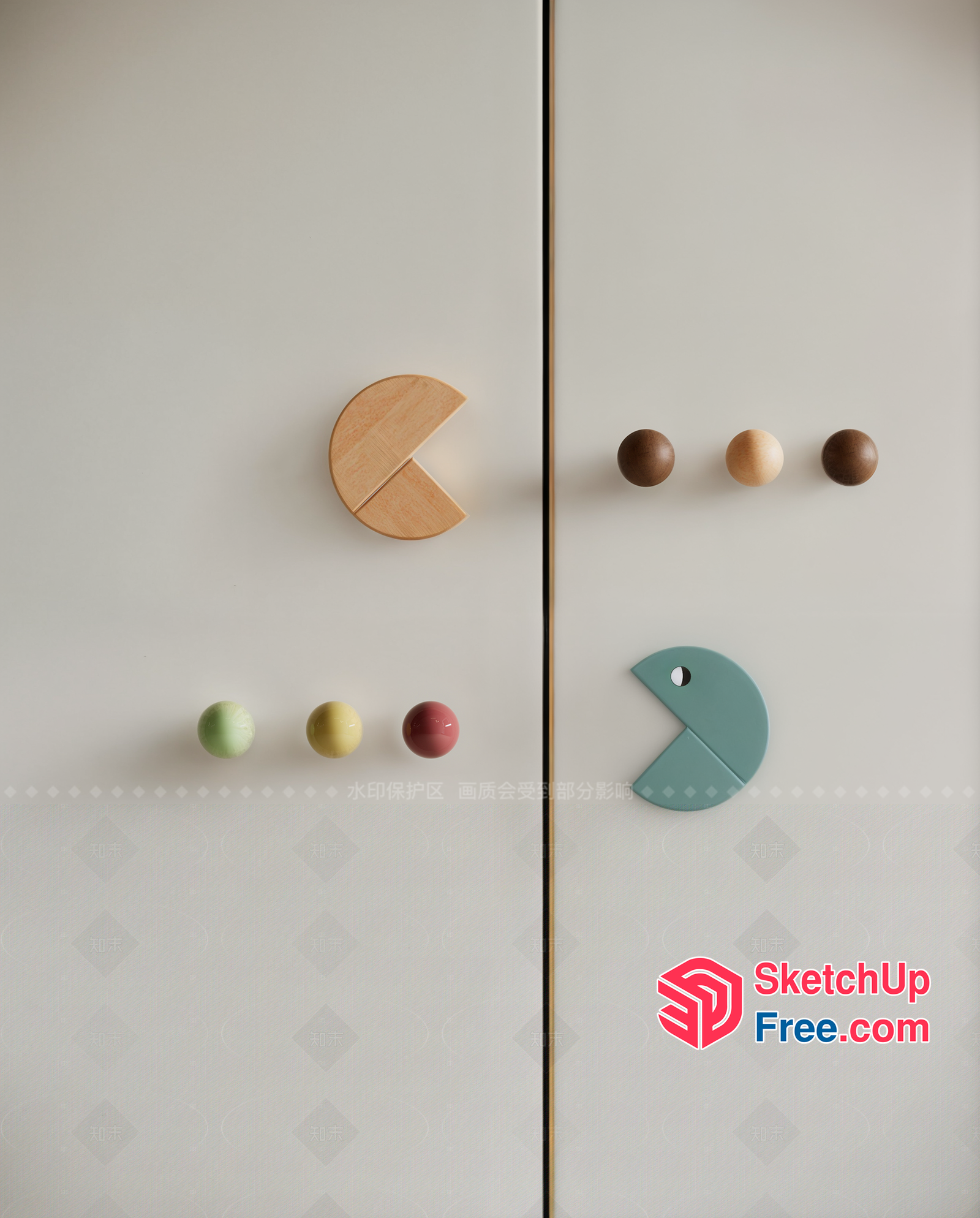 Vintage Style Pac-Man Door Knobs 3D SketchUp File