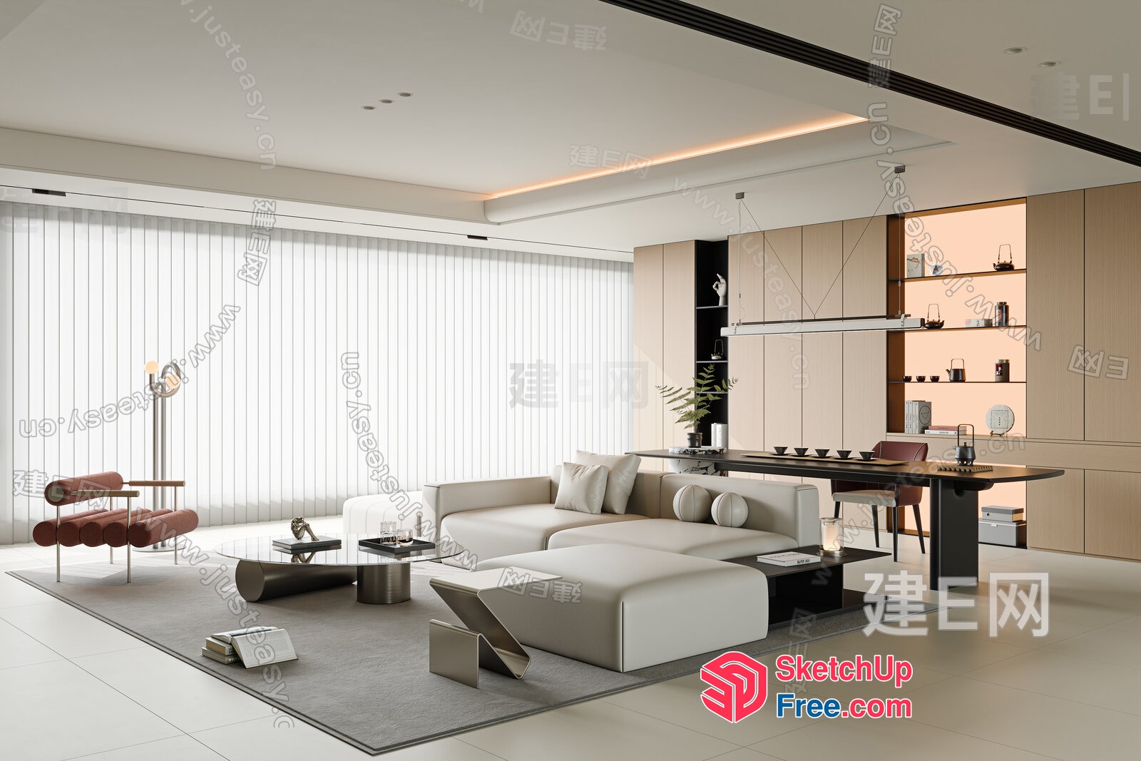 Modern Minimalist Interior Design With Neutral Tones 3D SketchUp File