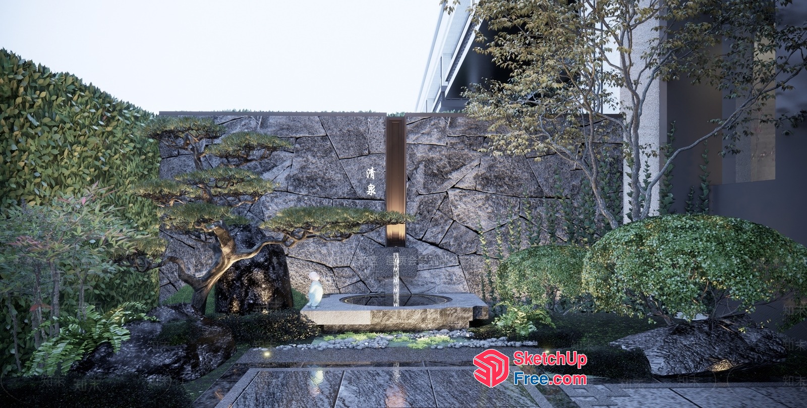 Serene Japanese-Inspired Courtyard Oasis 3D SketchUp File