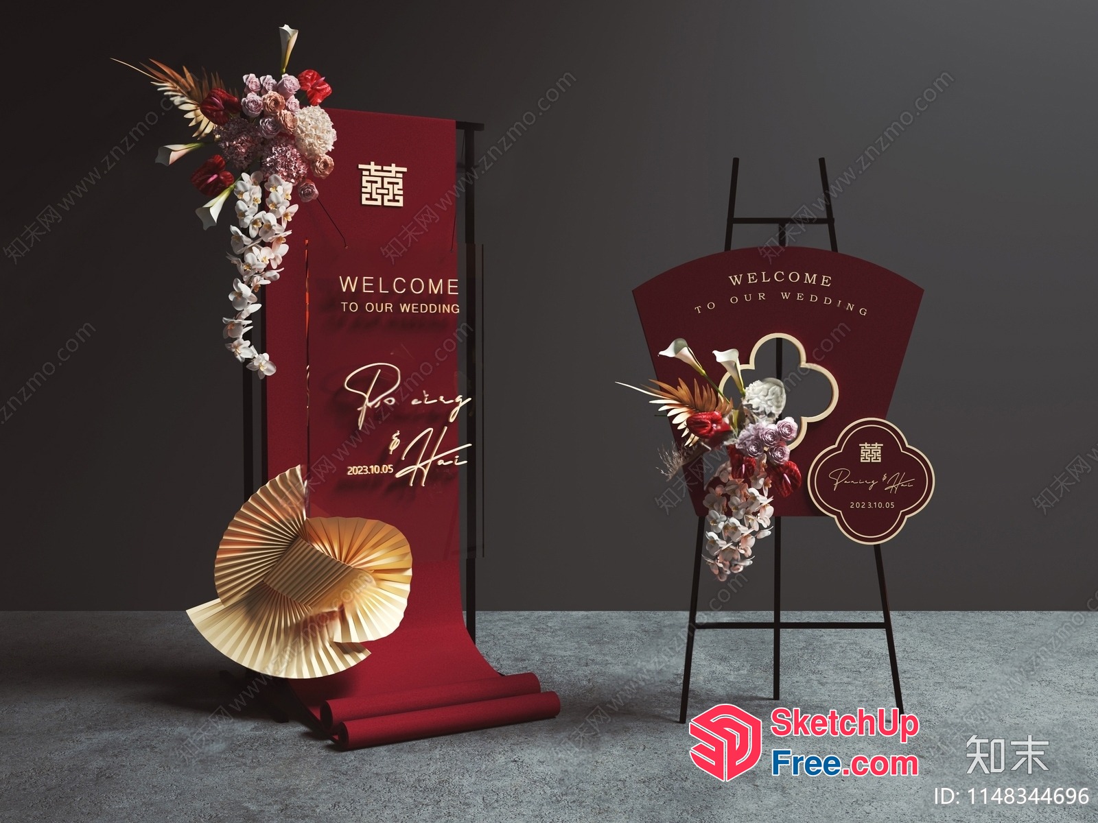 Elegant Wedding Welcome Signage 3D SketchUp File