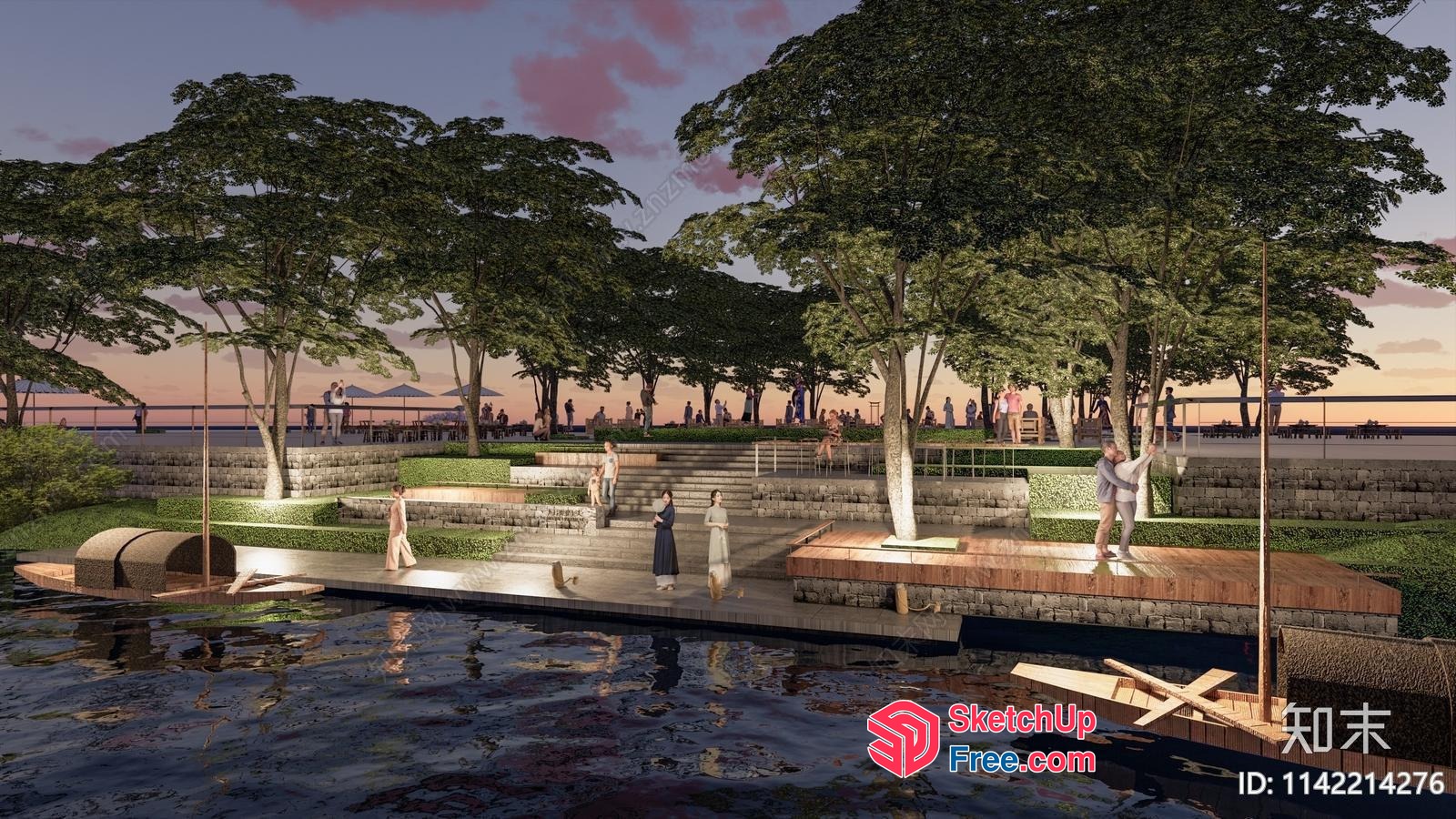 Serene Waterfront Gathering Space 3D SketchUp File