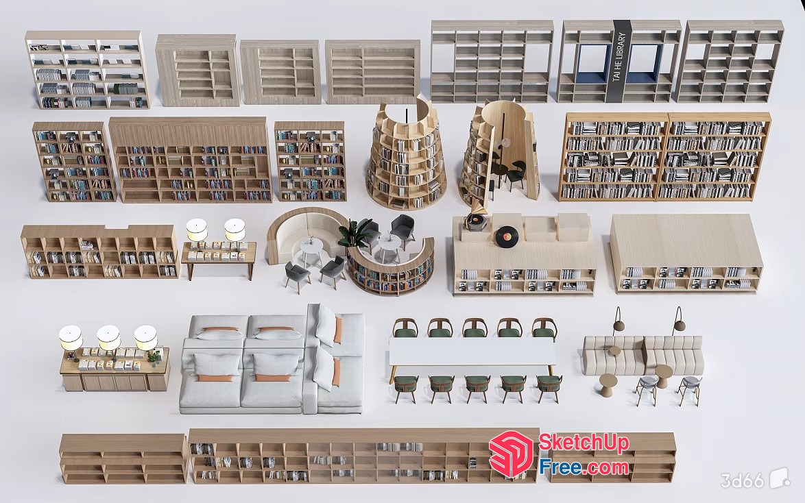 Modern Minimalist Library Interior Design 3D SketchUp File