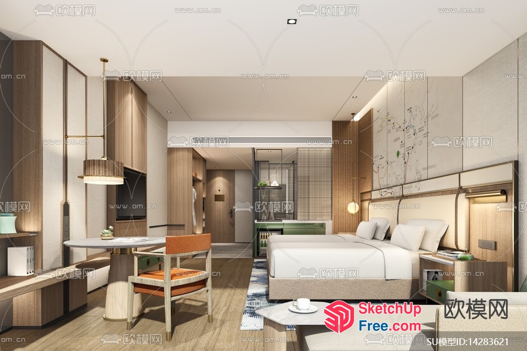 Modern Minimalist Homestay Interior Design 3D SketchUp File