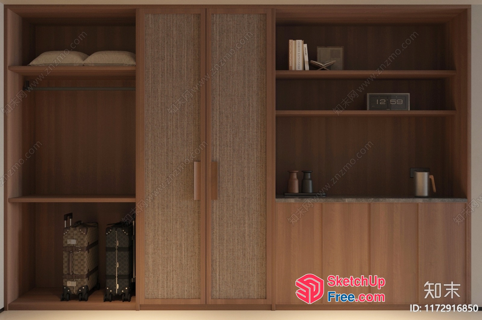 Modern Wood Cabinet With Luggage Storage 3D SketchUp File