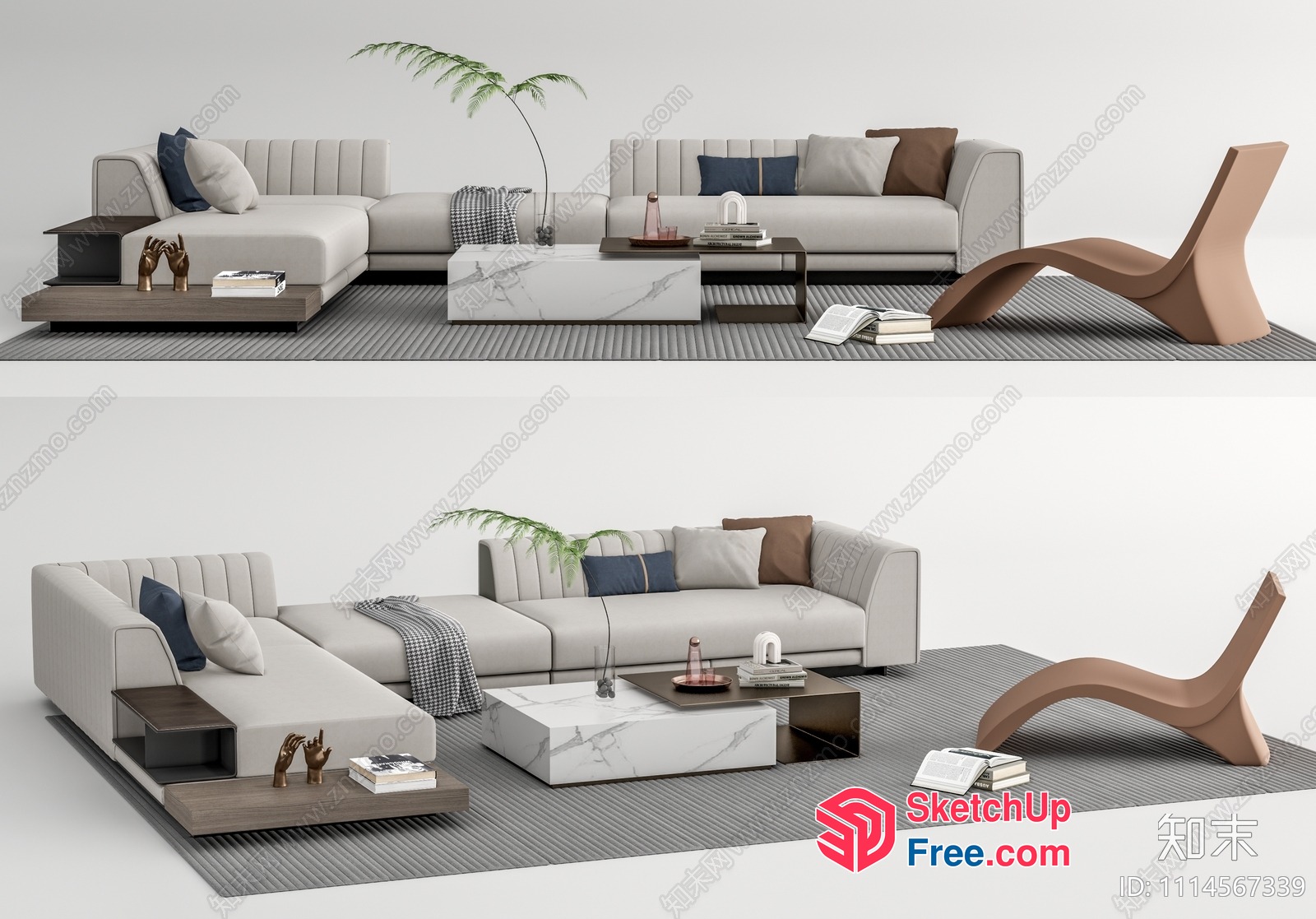 Modern Minimalist Living Room Furniture Set 3D SketchUp File
