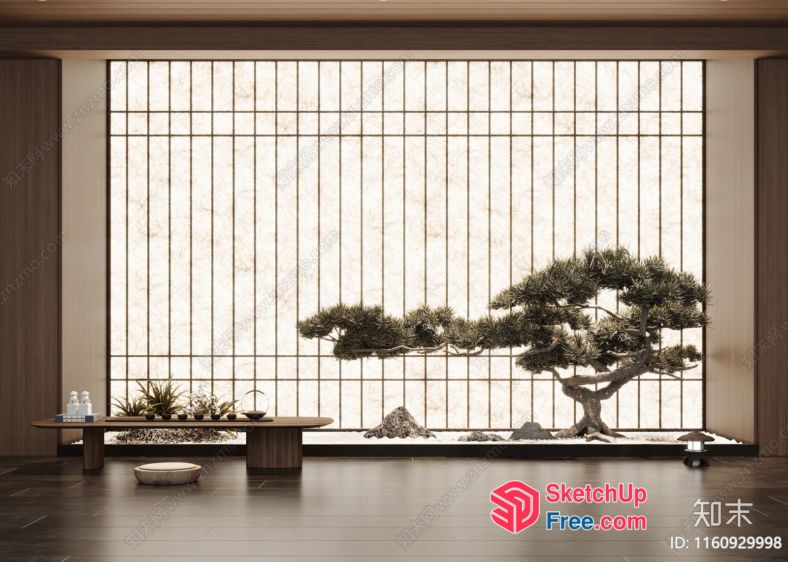 Minimalist Japanese Style Interior With Large Window 3D SketchUp File