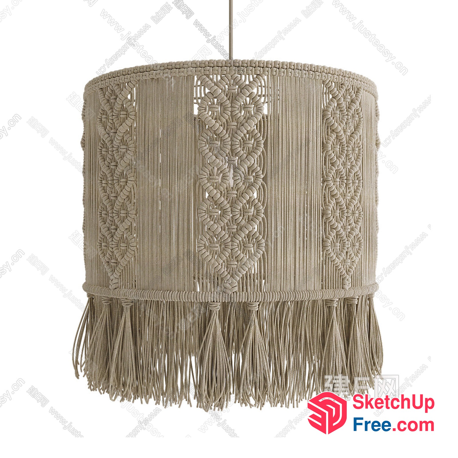 Macrame Hanging Light Fixture With Fringe 3D SketchUp File