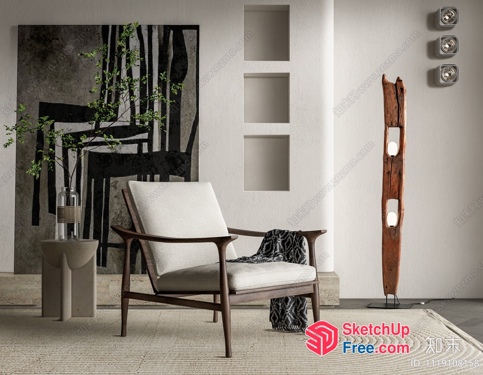 Modern Minimalist Living Room Interior Design 3D SketchUp File