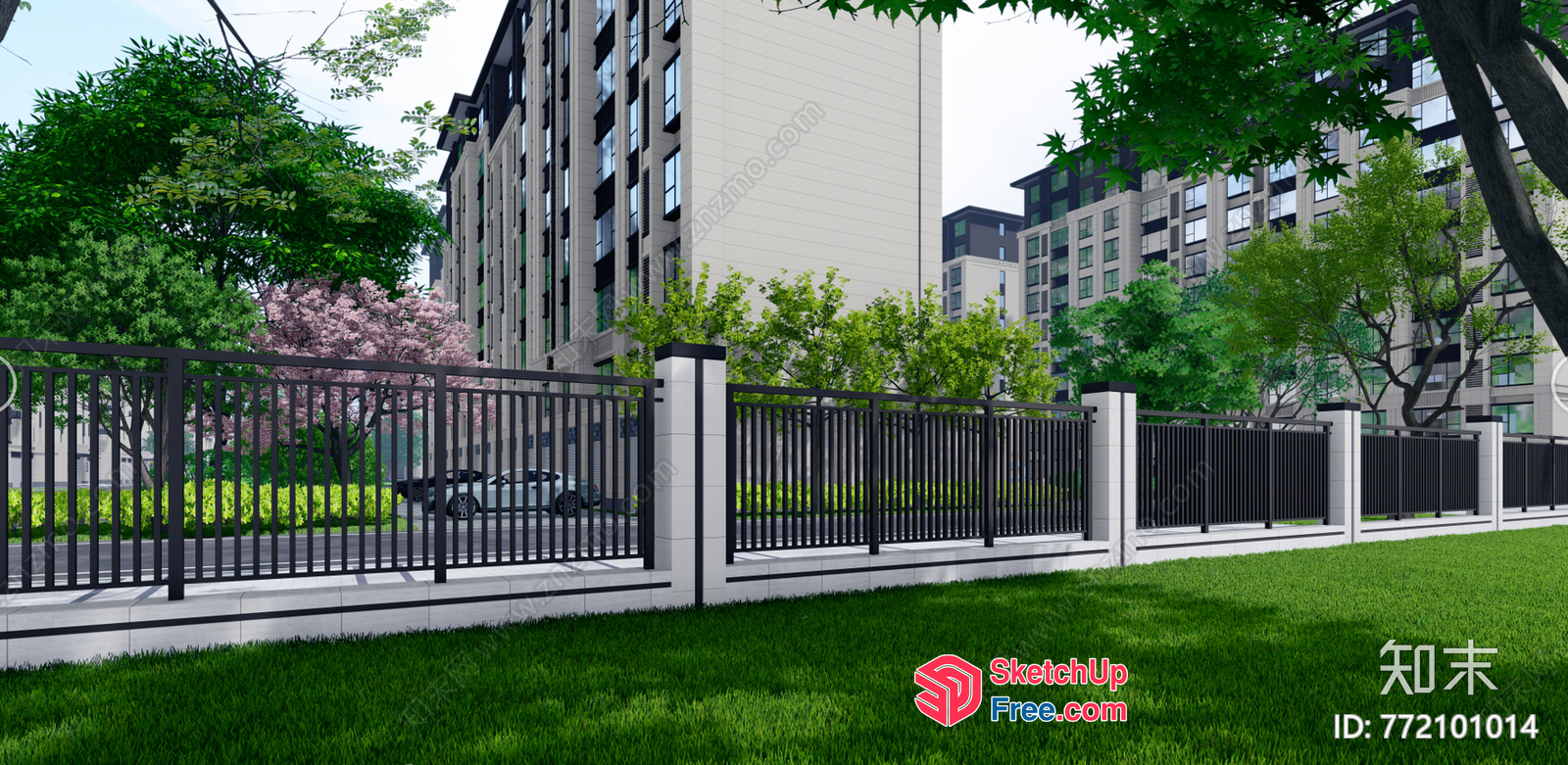 Urban Apartment Exterior With Railing And Fence 3D SketchUp File