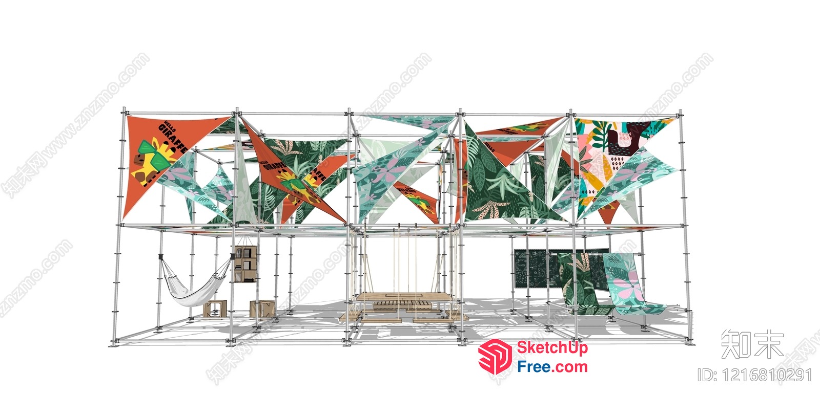 A Modern Tropical-Themed Outdoor Playground 3D SketchUp File