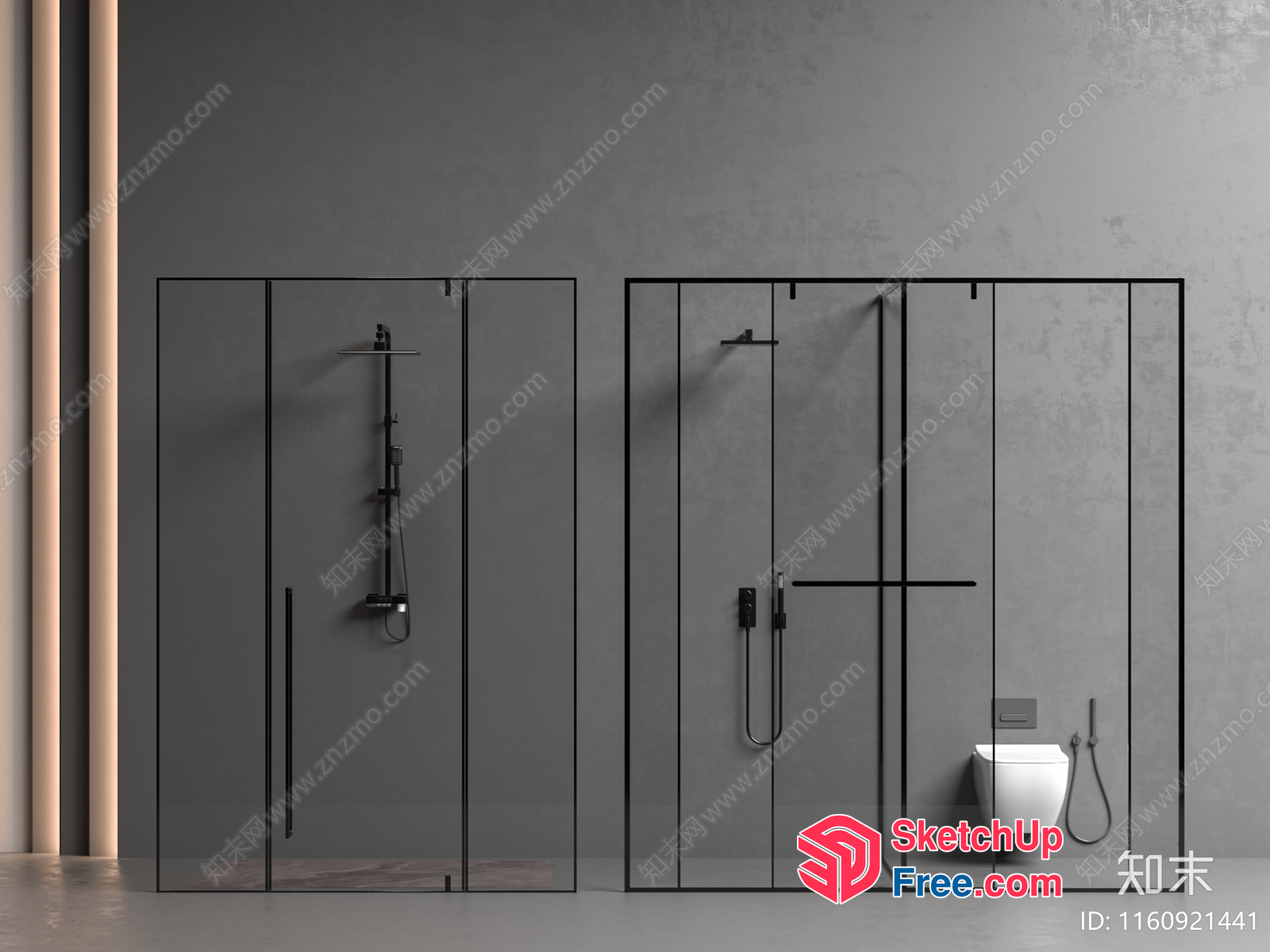 Modern Glass Enclosure Bathroom And Toilet Facilities 3D SketchUp File