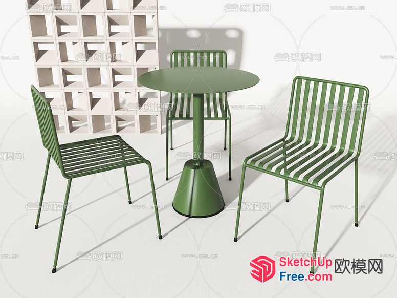 Simple Green Outdoor Furniture Set 3D SketchUp File