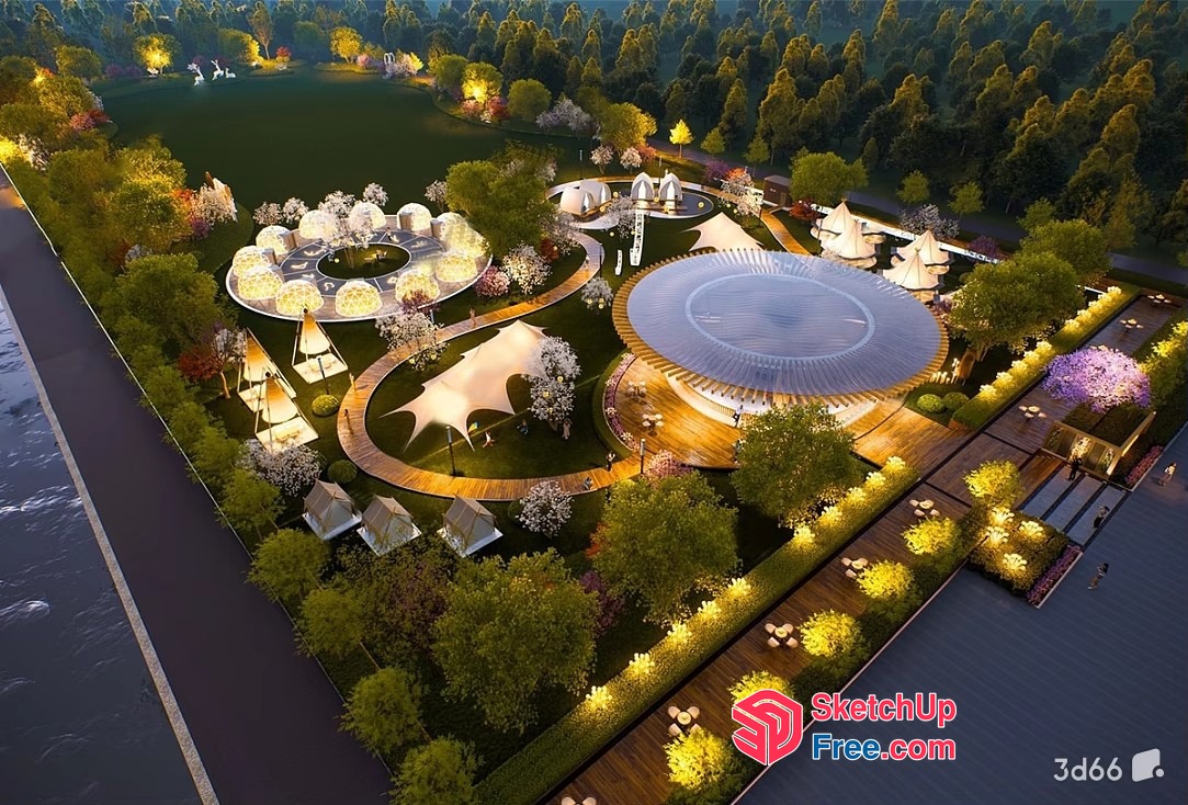Modern Outdoor Pavilion And Garden With Unique Architecture 3D SketchUp File