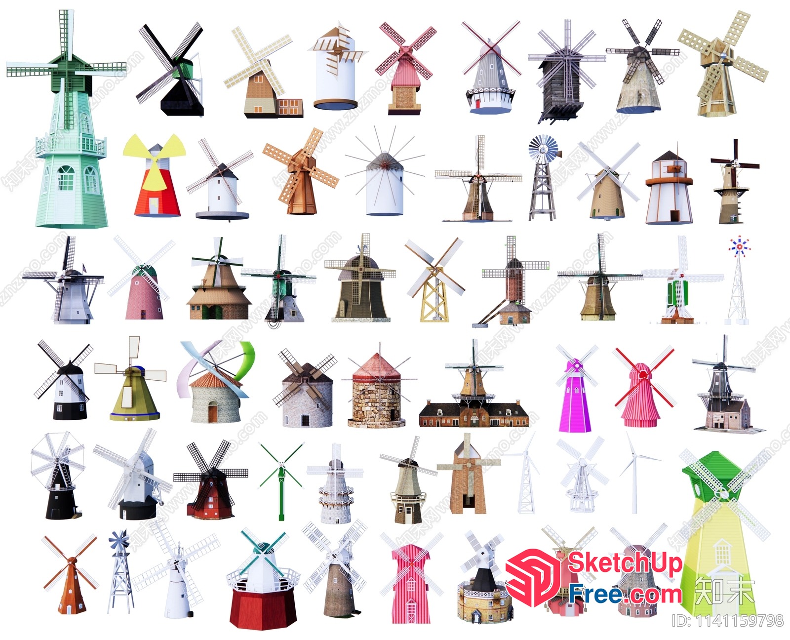 Collection Of Various Windmill Styles 3D SketchUp File