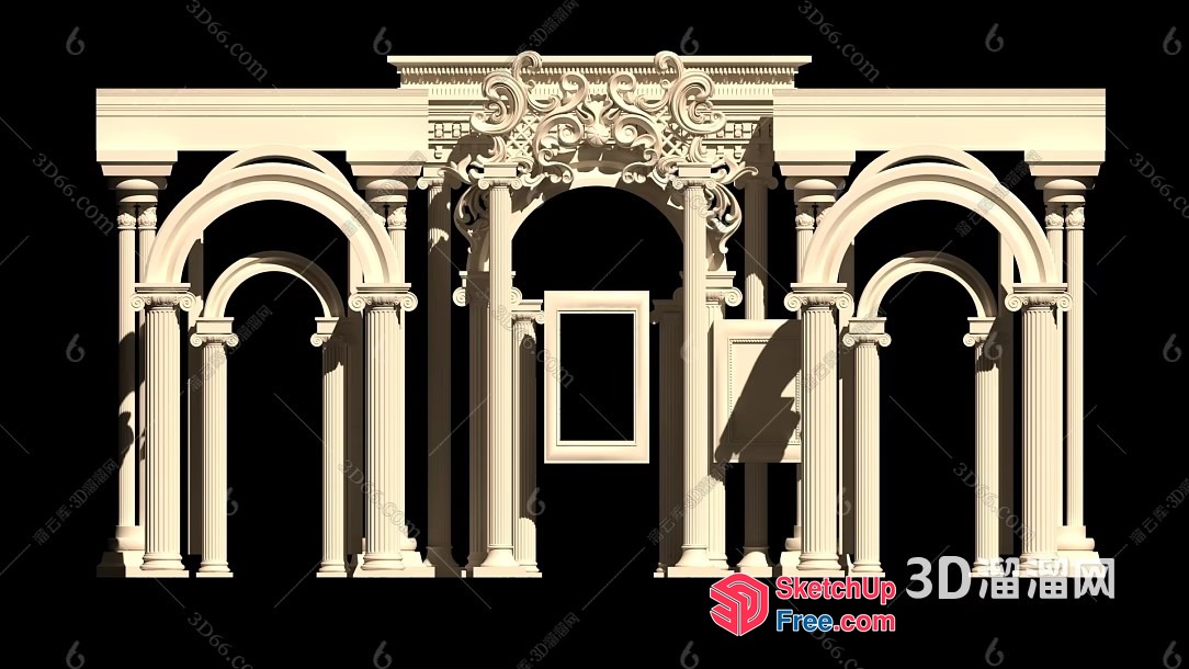 Ornate Pillars And Arches With Carved Details 3D SketchUp File