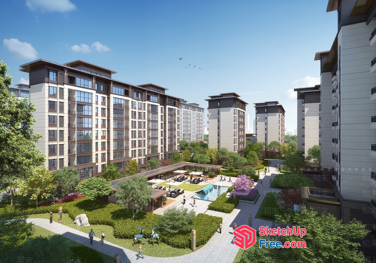 Modern Residential Complex With Amenities 3D SketchUp File