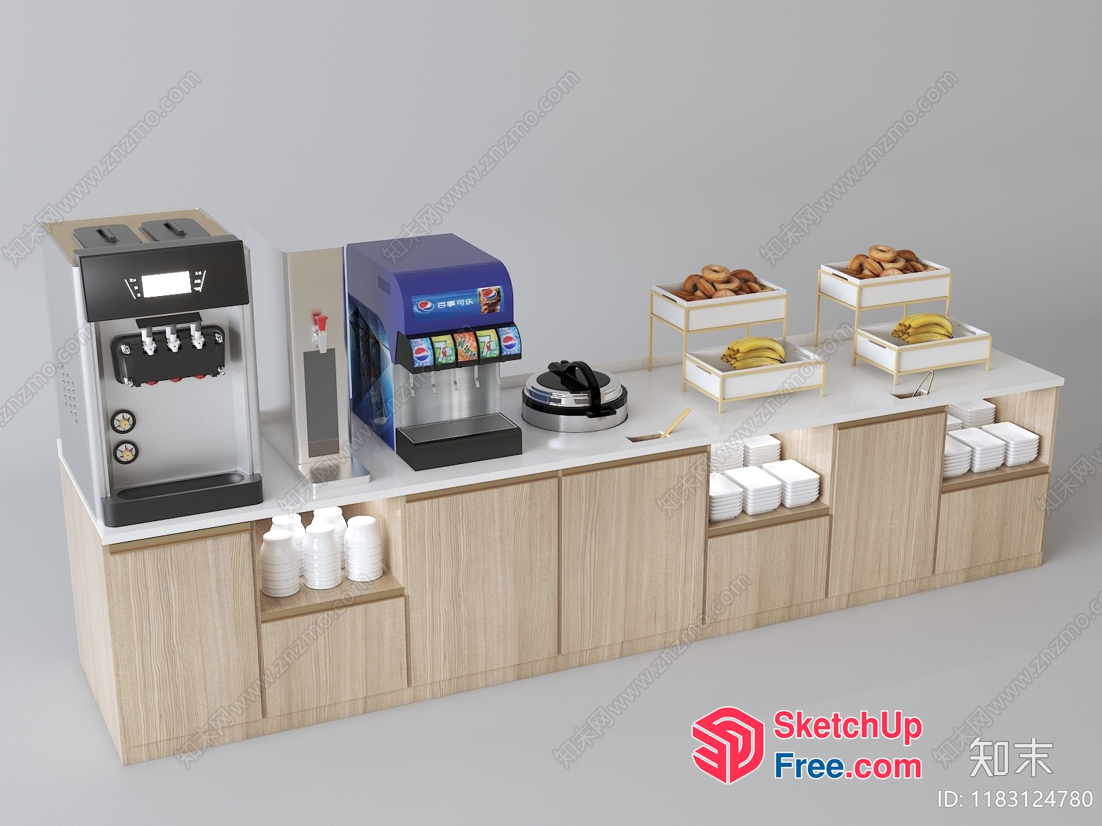 Commercial Food And Beverage Counter With Variety Of Options 3D SketchUp File