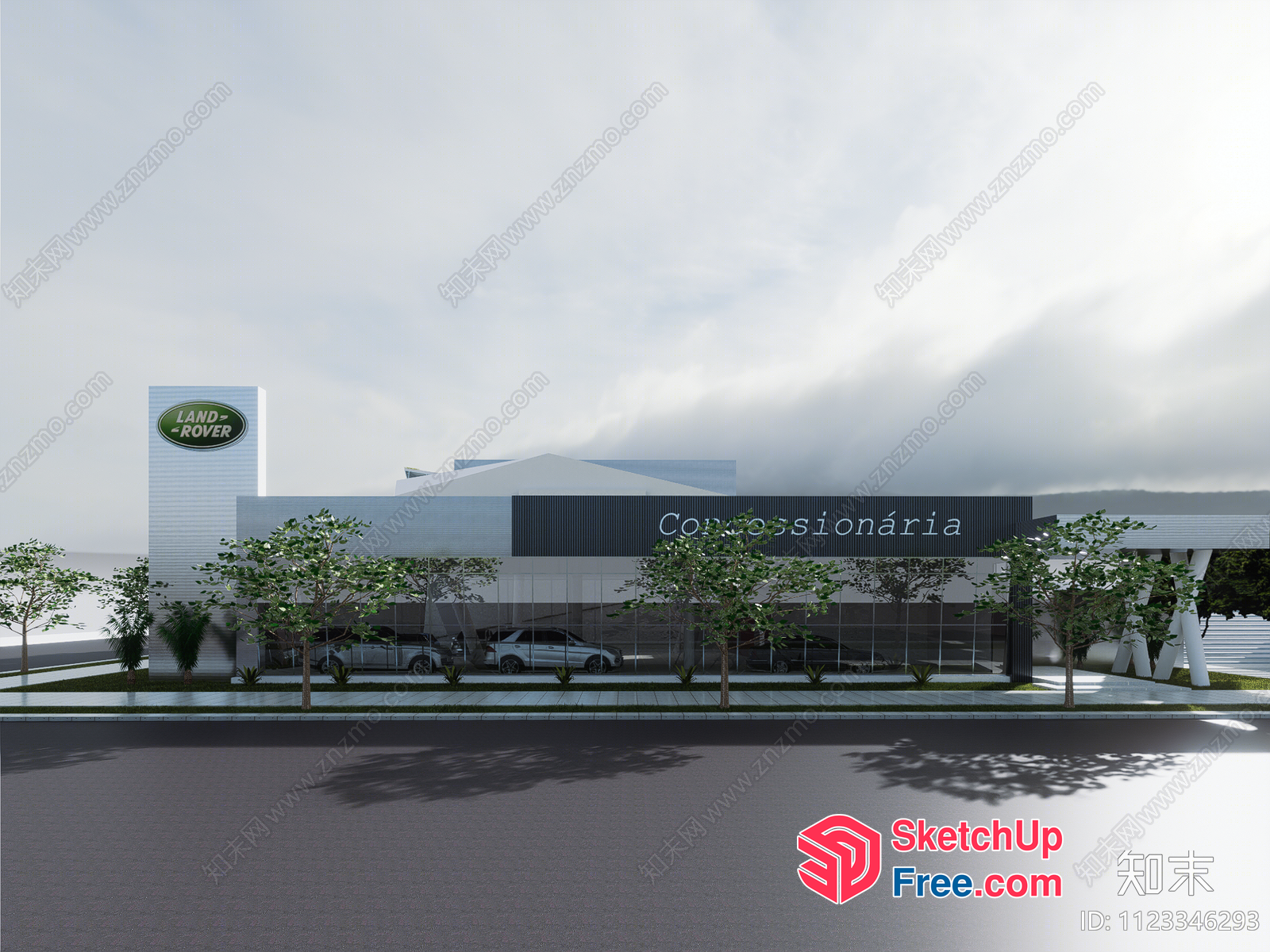 Modern Land Rover Building Exterior 3D SketchUp File