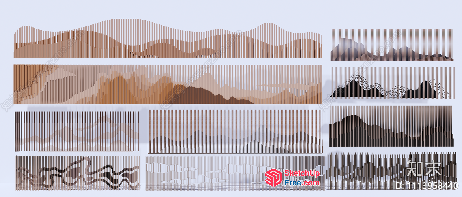 Modern Minimalist Mountain Range Pattern Design 3D SketchUp File