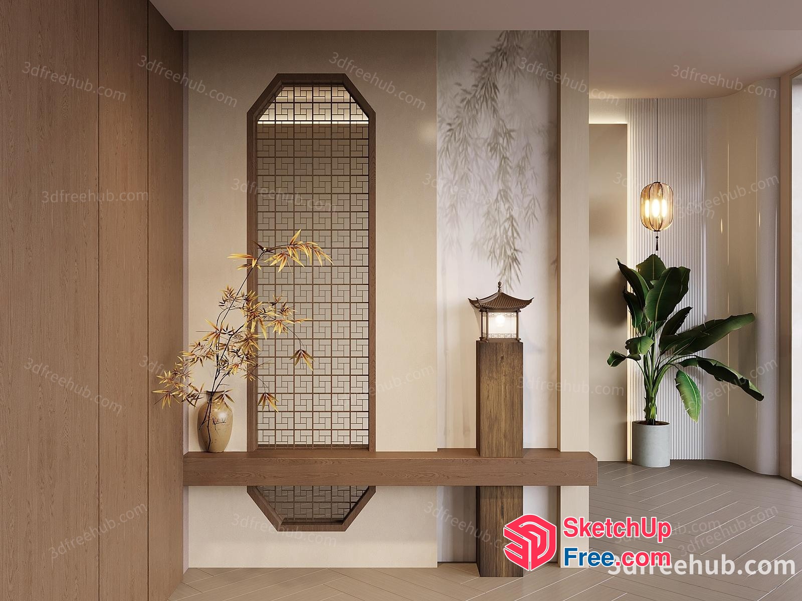 Elegant Modern Japanese Style Interior 3D SketchUp File