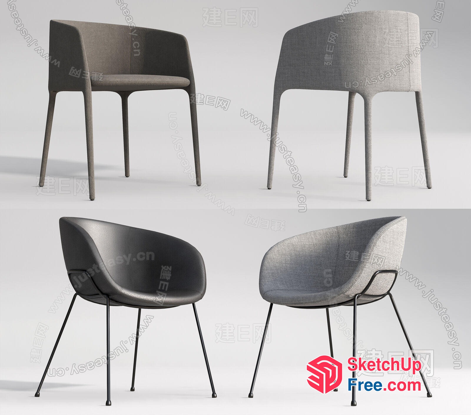 Modern Minimalist Gray Chair Designs 3D SketchUp File