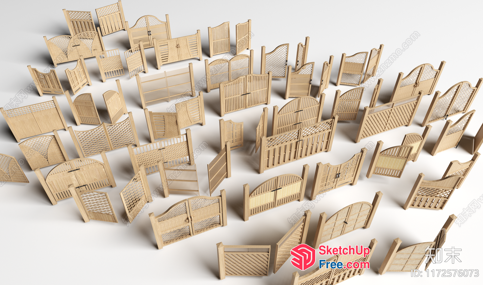 Collection Of Miniature Wooden Doors And Gates 3D SketchUp File