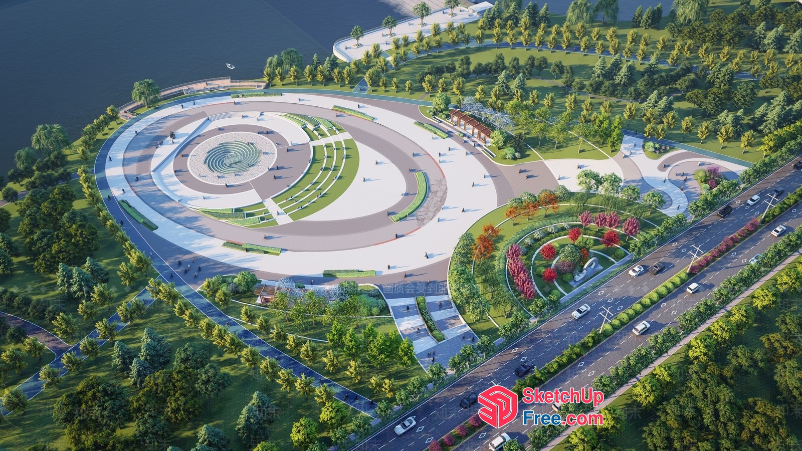 Modern Spiral Building With Lush Greenery 3D SketchUp File