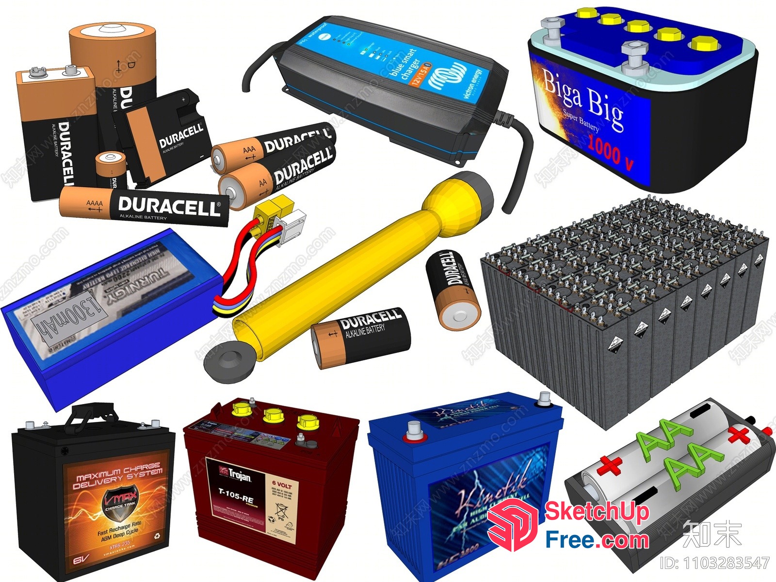 Various Battery Types 3D SketchUp File