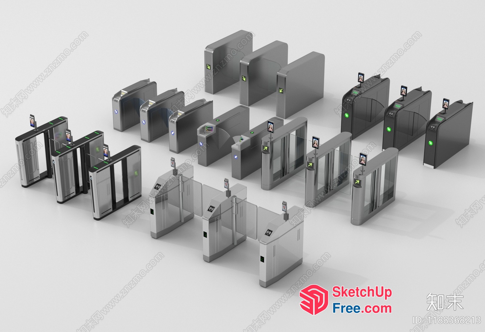 Modern Security Turnstiles 3D SketchUp File