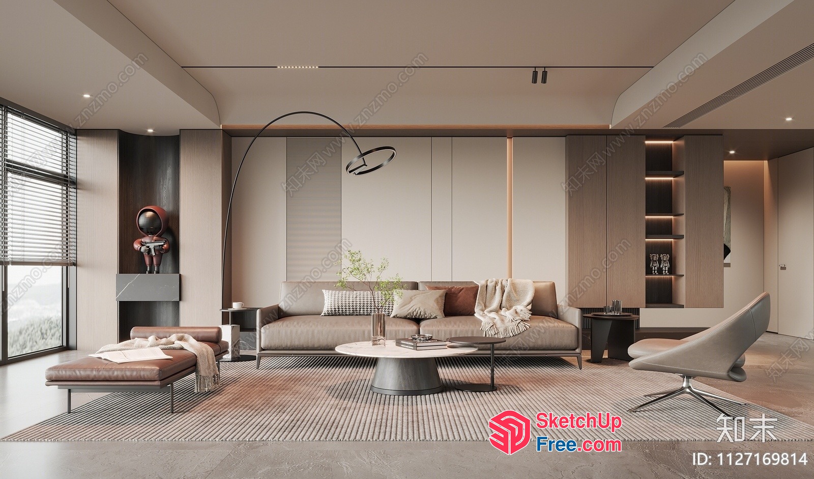 Modern Minimalist Living Room With Sleek Furniture And Neutral Tones 3D SketchUp File