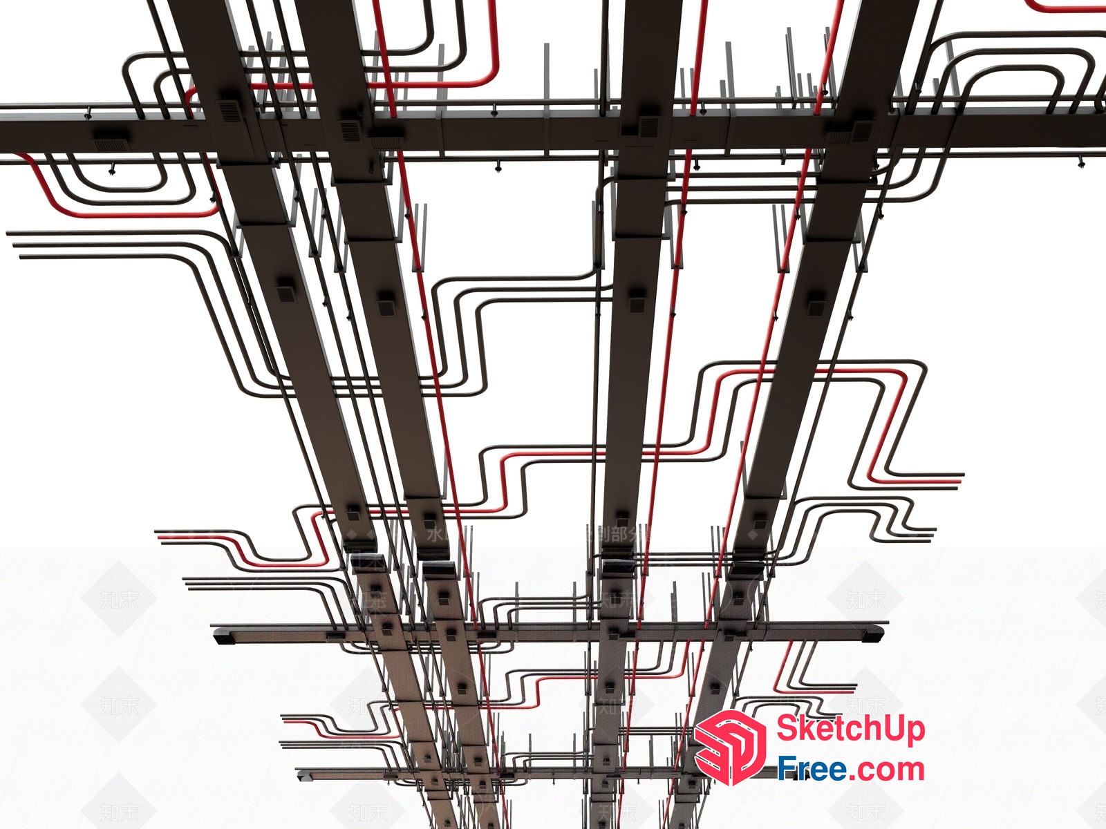 Complex Network Of Pipes And Wires 3D SketchUp File