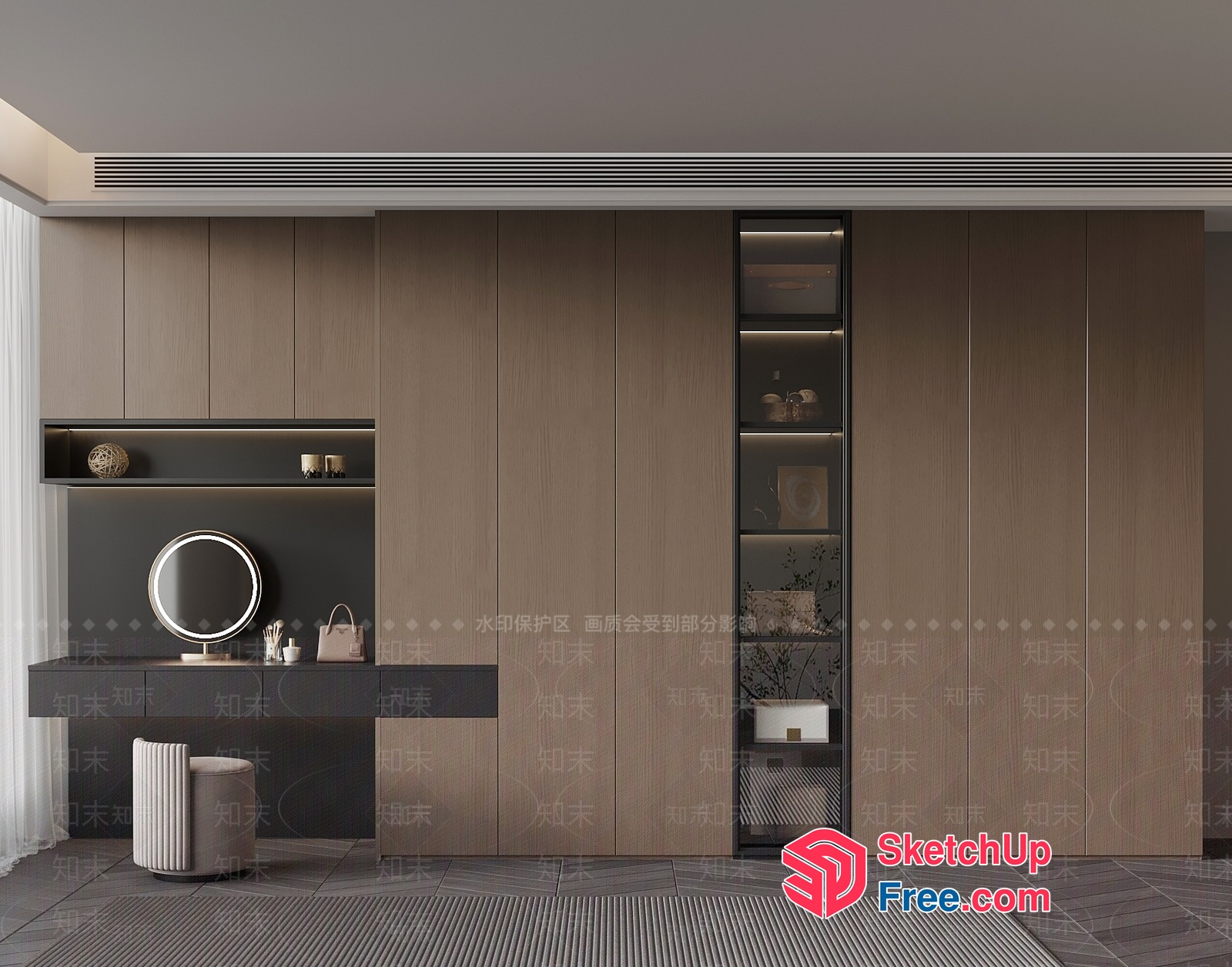 Modern Minimalist Bathroom Vanity With Built-In Storage 3D SketchUp File