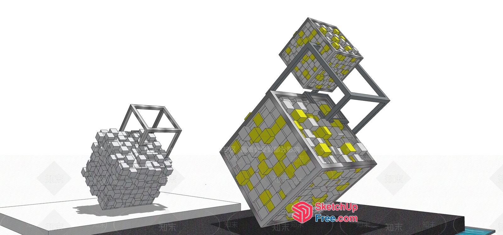 Geometrically Intricate Cubic Sculptures 3D SketchUp File