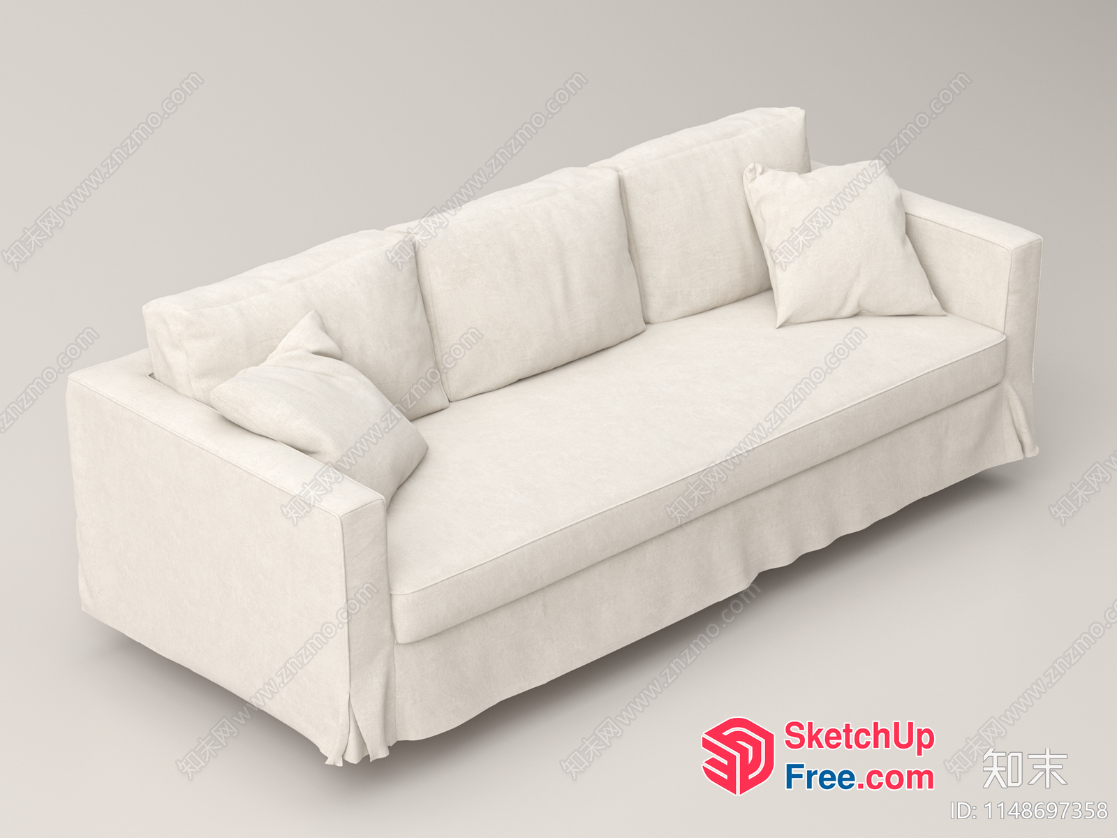 Simple White Sofa With Pillows 3D SketchUp File