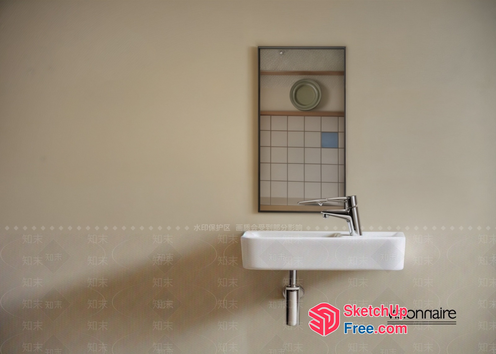 Modern Minimalist Bathroom Sink And Faucet 3D SketchUp File