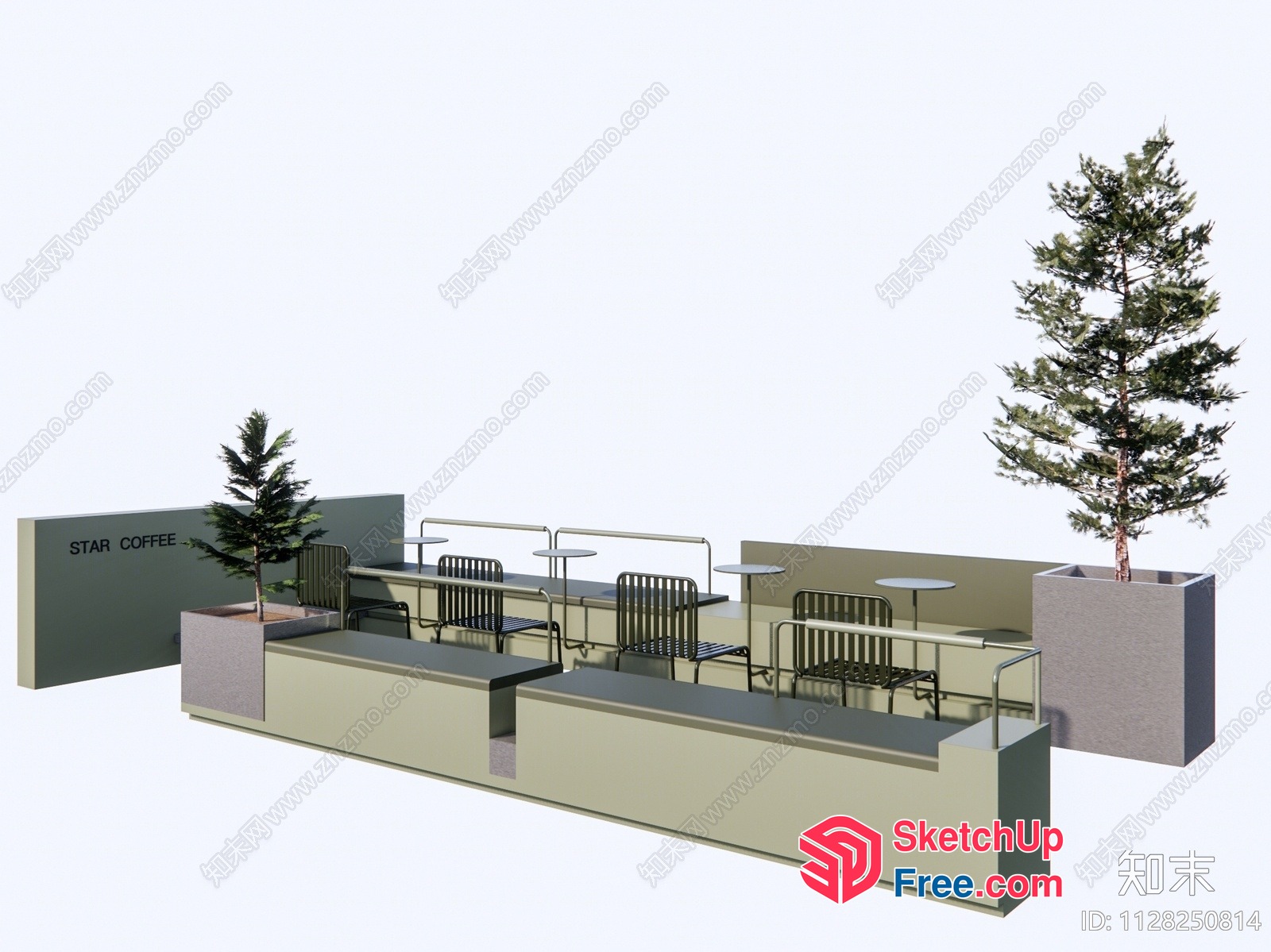 Modern Minimalist Star Coffee Shop Interior 3D SketchUp File
