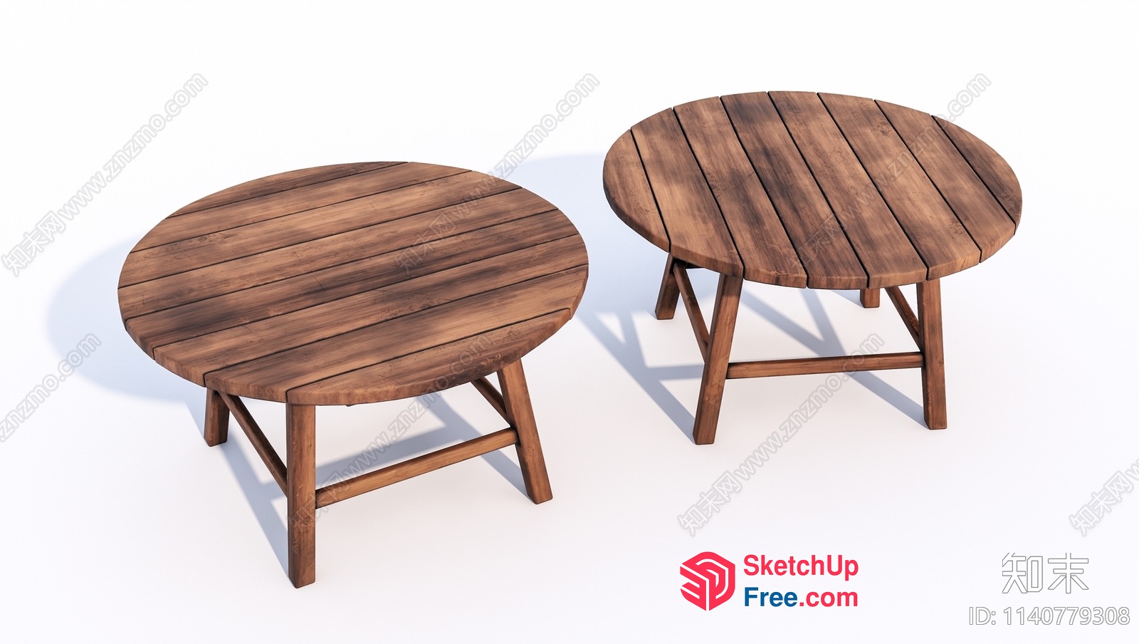 Two Round Wooden Tables In A Minimalist Style 3D SketchUp File