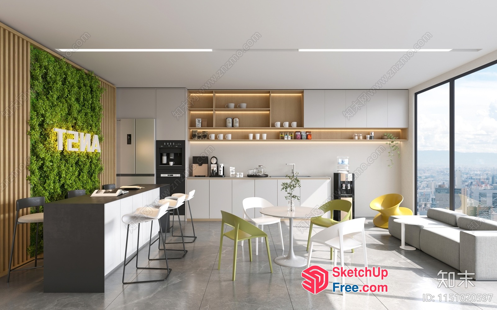 Modern Office Space With City View 3D SketchUp File