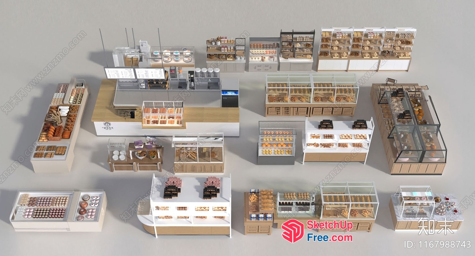 Bakery Shop Interior Design With Various Display Cases 3D SketchUp File